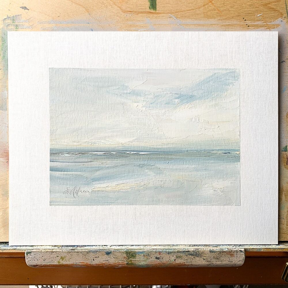 8x10 Original Oil Landscape Painting Abstract Ocean Clouds Coastal Art Signed - Picture 2 of 8